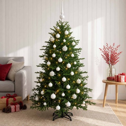 VidaXL Sztuczna choinka z bombką 150 cm 150 LED Ciepła biel