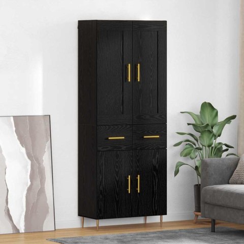 HIGHBOARD CZARNY DĄB 69,5 X 34 X 180 CM DREWNO INŻYNIERYJNE