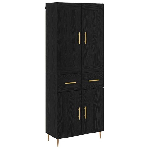 HIGHBOARD CZARNY DĄB 69,5 X 34 X 180 CM DREWNO INŻYNIERYJNE