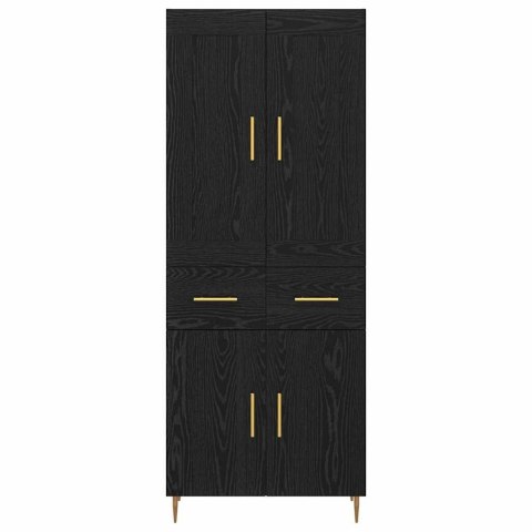 HIGHBOARD CZARNY DĄB 69,5 X 34 X 180 CM DREWNO INŻYNIERYJNE