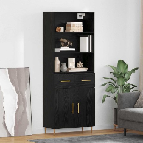 VidaXL Highboard Czarny Dąb 69,5 x 34 x 180 cm Drewno inżynieryjne