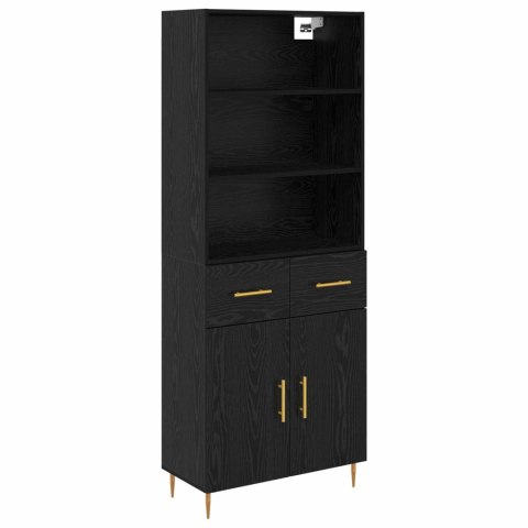 VidaXL Highboard Czarny Dąb 69,5 x 34 x 180 cm Drewno inżynieryjne