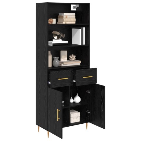 VidaXL Highboard Czarny Dąb 69,5 x 34 x 180 cm Drewno inżynieryjne