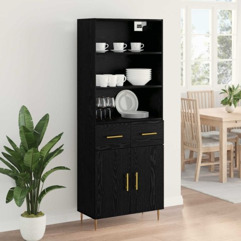 VidaXL Highboard Czarny Dąb 69,5 x 34 x 180 cm Drewno inżynieryjne