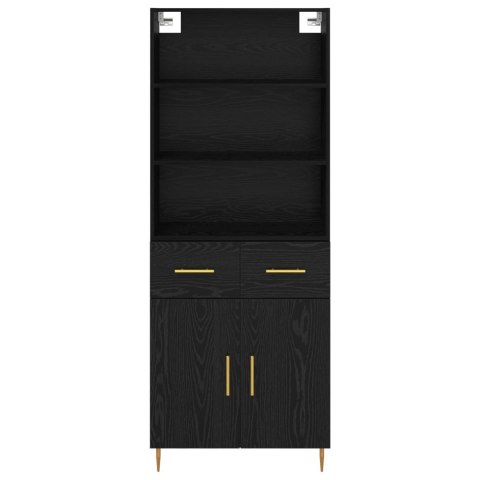 VidaXL Highboard Czarny Dąb 69,5 x 34 x 180 cm Drewno inżynieryjne