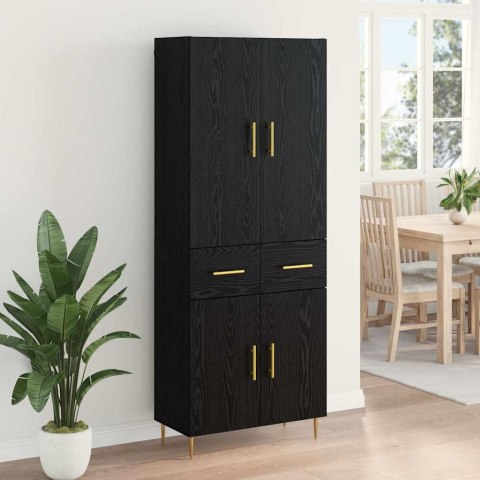 HIGHBOARD CZARNY DĄB 69,5 X 34 X 180 CM DREWNO INŻYNIERYJNE