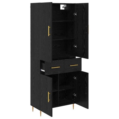 HIGHBOARD CZARNY DĄB 69,5 X 34 X 180 CM DREWNO INŻYNIERYJNE