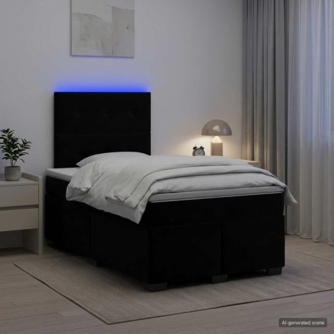 VidaXL Łóżko kontynentalne z materacem Czarny 120 x 190 cm Welur