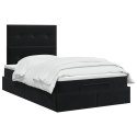 ŁÓŻKO OTTOMAN Z MATERACEM CZARNY 120 X 190 CM WELUR