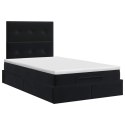 ŁÓŻKO OTTOMAN Z MATERACEM CZARNY 120 X 190 CM WELUR