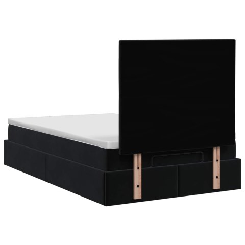 ŁÓŻKO OTTOMAN Z MATERACEM CZARNY 120 X 190 CM WELUR