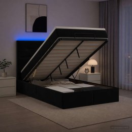 VidaXL Łóżko z pojemnikiem i materacem LED Czarny 120 x 190 cm Welur
