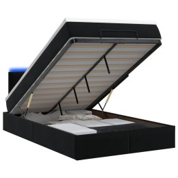 VidaXL Łóżko z pojemnikiem i materacem LED Czarny 120 x 190 cm Welur