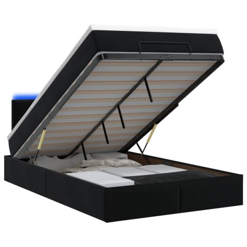 VidaXL Łóżko z pojemnikiem i materacem LED Czarny 120 x 190 cm Welur