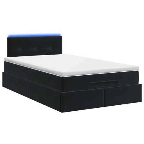 VidaXL Łóżko z pojemnikiem i materacem LED Czarny 120 x 190 cm Welur