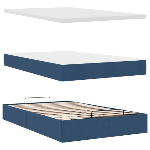 VidaXL Otomana Łóżko z Materacem i LED Niebieski 120x200 cm Tkanina