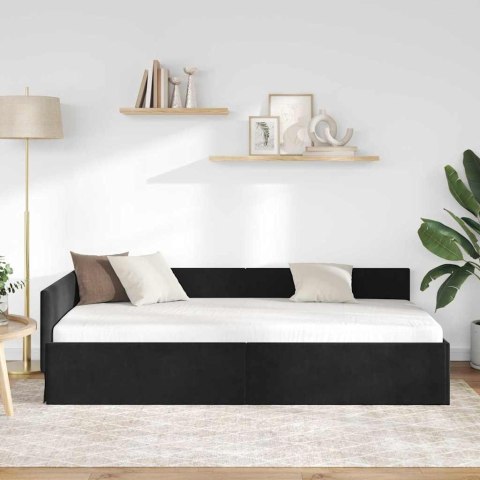 RAMA ŁÓŻKA NAROŻNEGO CZARNY 80 X 200 CM AKSAMIT