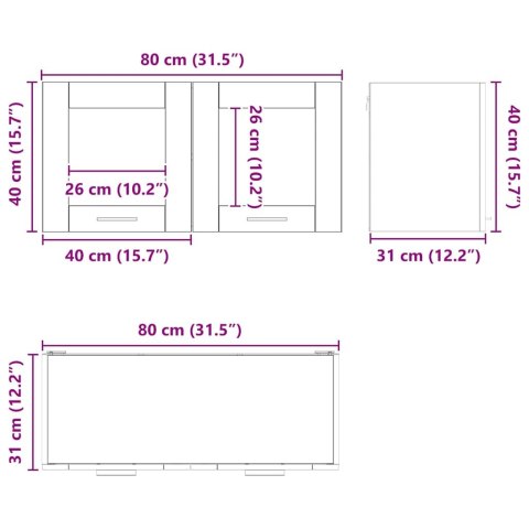 SZAFKA WISZĄCA BIAŁY 80 X 31 X 40 CM DREWNO INŻYNIERYJNE