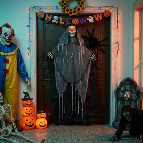WISZĄCY PONURY ŻNIWIARZ NA HALLOWEEN SPOOKA CZARNY 112 X 164 CM