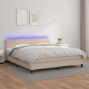 VidaXL Łóżko kontynentalne, materac i LED cappuccino 180x200 cm