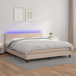 VidaXL Łóżko kontynentalne, materac i LED cappuccino 180x200 cm