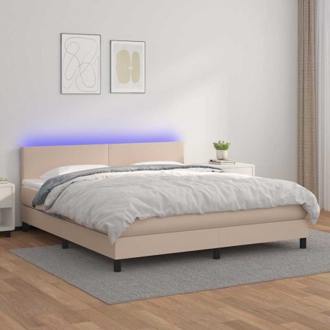 VidaXL Łóżko kontynentalne, materac i LED cappuccino 180x200 cm