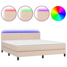 VidaXL Łóżko kontynentalne, materac i LED cappuccino 180x200 cm