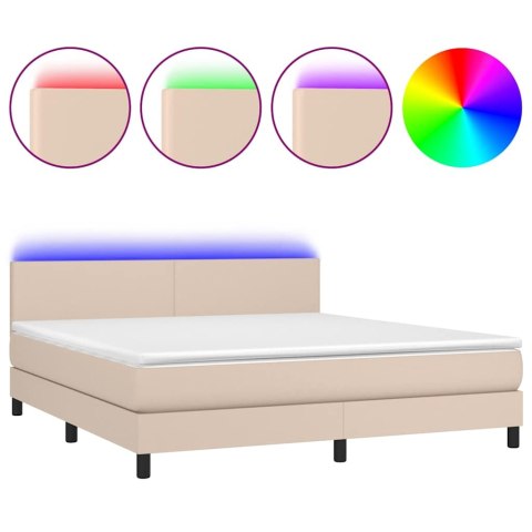 VidaXL Łóżko kontynentalne, materac i LED cappuccino 180x200 cm