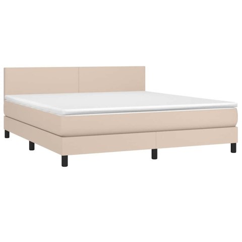 VidaXL Łóżko kontynentalne, materac i LED cappuccino 180x200 cm