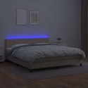 VidaXL Łóżko kontynentalne, materac i LED cappuccino 180x200 cm