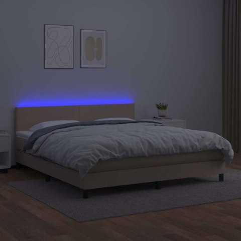VidaXL Łóżko kontynentalne, materac i LED cappuccino 180x200 cm