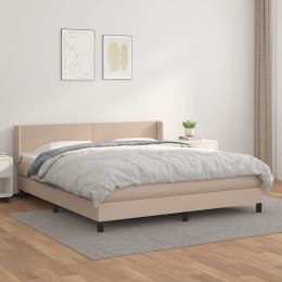 VidaXL Łóżko kontynentalne z materacem, cappuccino ekoskóra 180x200 cm