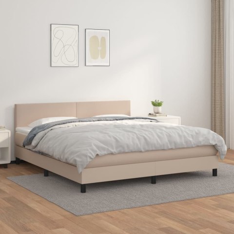 ŁÓŻKO KONTYNENTALNE Z MATERACEM, CAPPUCCINO EKOSKÓRA 180X200 CM