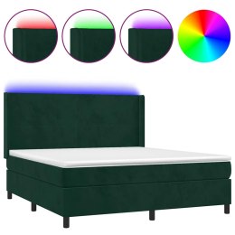 VidaXL Łóżko kontynentalne z materacem i LED zielony aksamit 180x200cm