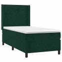VidaXL Łóżko kontynentalne z materacem i LED zielony aksamit 90x190 cm