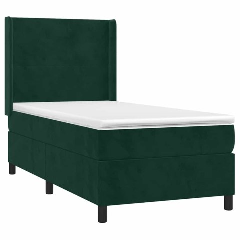 VidaXL Łóżko kontynentalne z materacem i LED zielony aksamit 90x190 cm