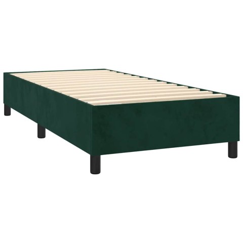 ŁÓŻKO KONTYNENTALNE Z MATERACEM I LED ZIELONY AKSAMIT 90X200 CM