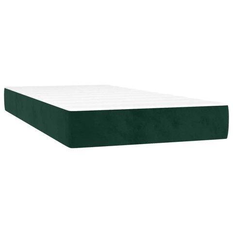 ŁÓŻKO KONTYNENTALNE Z MATERACEM I LED ZIELONY AKSAMIT 90X200 CM