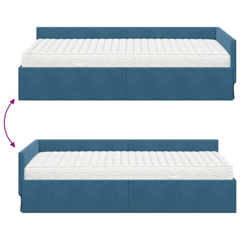VidaXL Rama Łóżka Narożnego z Materacem 2 szt. Niebieski 90 x 200 cm