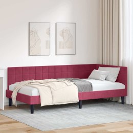 RAMA ŁÓŻKA NAROŻNEGO CZERWONE WINO 90 X 200 CM AKSAMIT