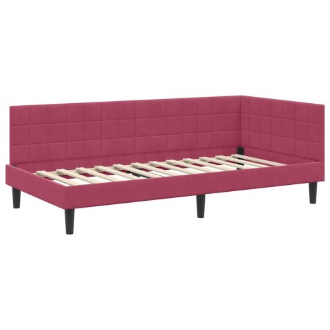 RAMA ŁÓŻKA NAROŻNEGO CZERWONE WINO 90 X 200 CM AKSAMIT