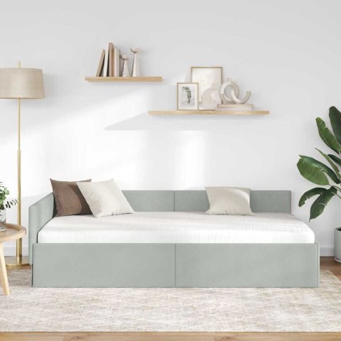 VidaXL Rama łóżka narożnego Jasnoszary 80 x 200 cm Aksamit