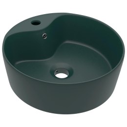 UMYWALKA Z PRZELEWEM MATOWA CIEMNA ZIELEŃ 36X13 CM CERAMIKA