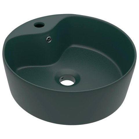 UMYWALKA Z PRZELEWEM MATOWA CIEMNA ZIELEŃ 36X13 CM CERAMIKA