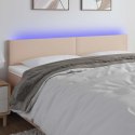 VidaXL Zagłówek do łóżka z LED, cappuccino, 180x5x78/88 cm, ekoskóra