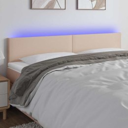 VidaXL Zagłówek do łóżka z LED, cappuccino, 180x5x78/88 cm, ekoskóra