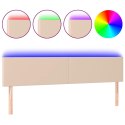 VidaXL Zagłówek do łóżka z LED, cappuccino, 180x5x78/88 cm, ekoskóra