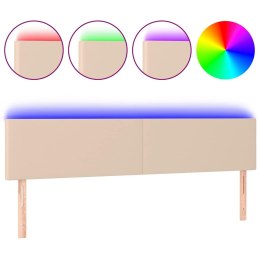 VidaXL Zagłówek do łóżka z LED, cappuccino, 180x5x78/88 cm, ekoskóra