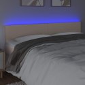 VidaXL Zagłówek do łóżka z LED, cappuccino, 180x5x78/88 cm, ekoskóra