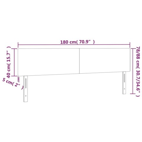 VidaXL Zagłówek do łóżka z LED, cappuccino, 180x5x78/88 cm, ekoskóra